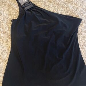 White House Black Market One-Shoulder Black Dress